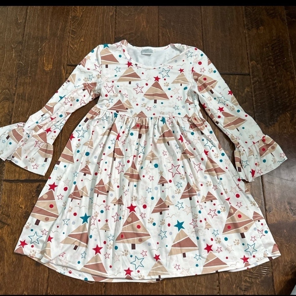 Christmas Tree Print Kids Dress
